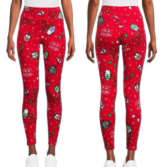 No Boundaries Juniors Christmas Velour Leggings - Picture 1 of 6
